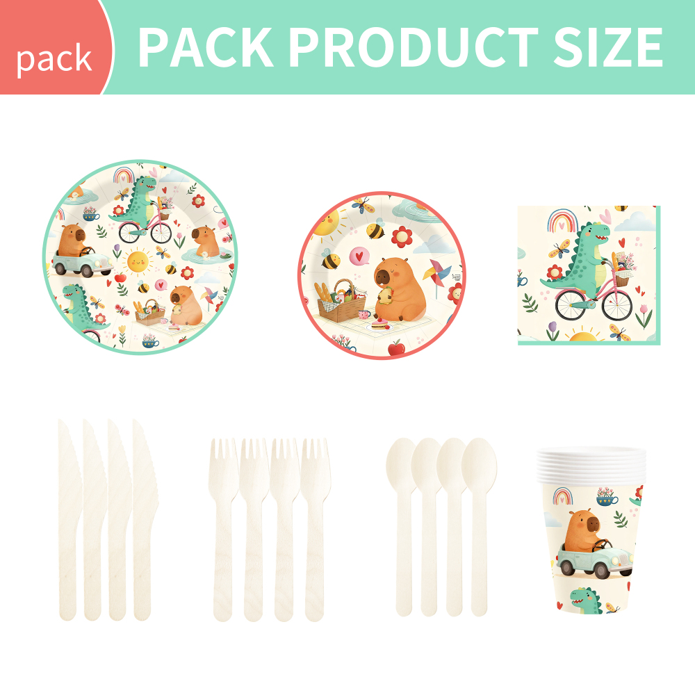 DAMAI Dinosaur Paper Plates Disposable Dinosaur Party Decorations Plate Supplies Favor Birthday Party Tableware Set Serves 8