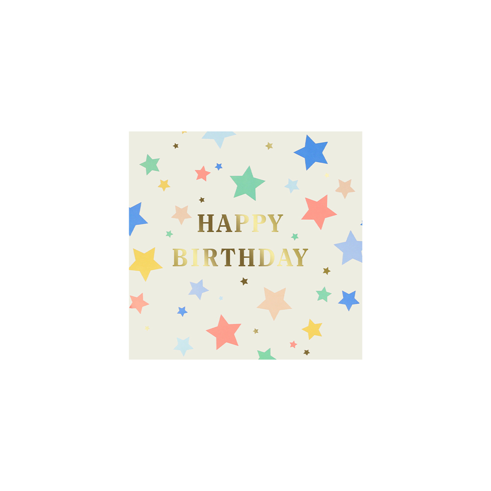 DAMAI Happy Birthday Tableware Set with Gold Stamping Disposable Paper Plates Napkins Cups with Star Party Kits for Kid Party