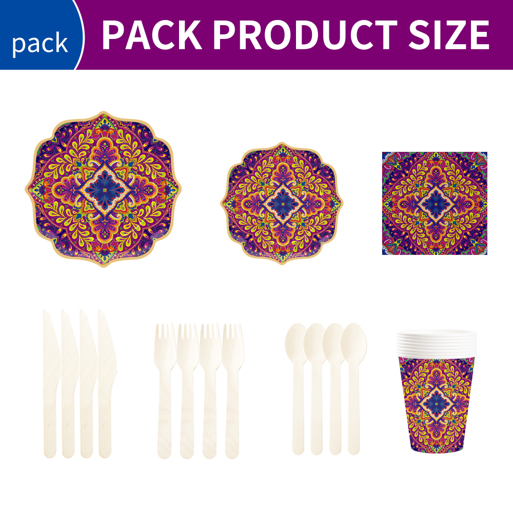 DAMAI New Customized Happy Birthday Theme Retro Disposable Party Paper Plates Cups Napkin Tableware Set
