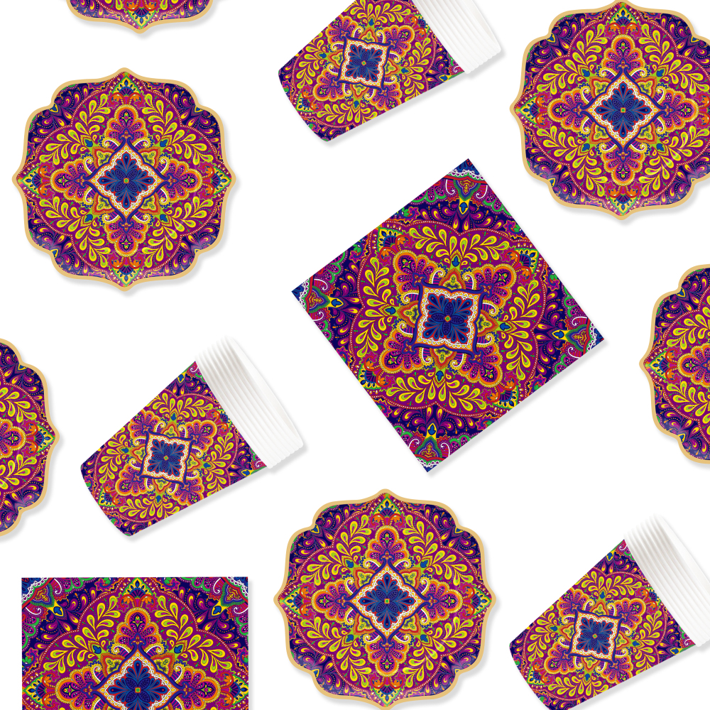 DAMAI New Customized Happy Birthday Theme Retro Disposable Party Paper Plates Cups Napkin Tableware Set