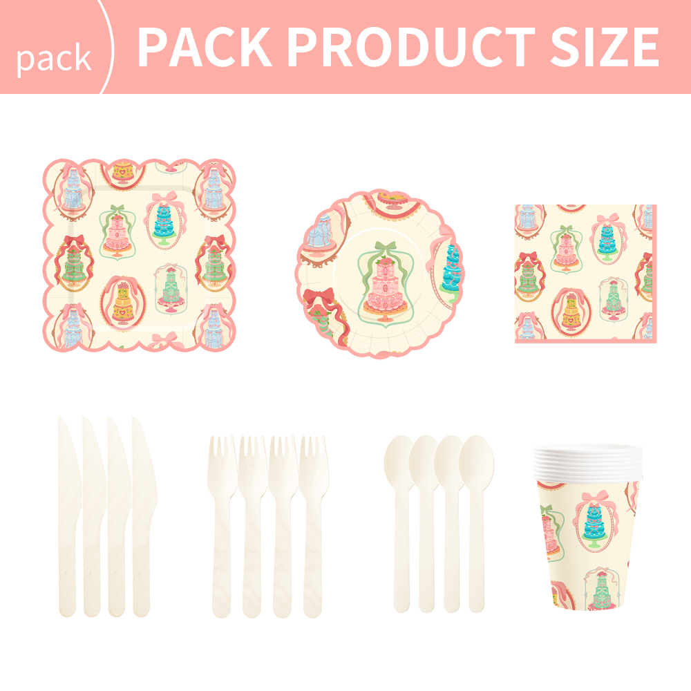 DAMAI Happy Birthday Theme Party Decoration with Cake Disposable Party Paper Plates Cups Napkin with Tableware Set