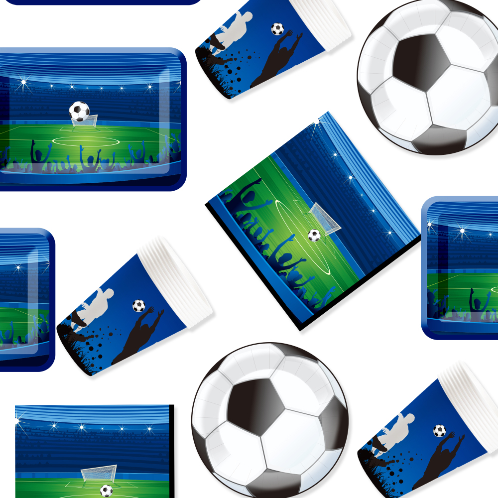 DAMAI New Design Sport Theme Happy Birthday Party Disposable Paper Plates Napkin Cups Tableware Set with Football