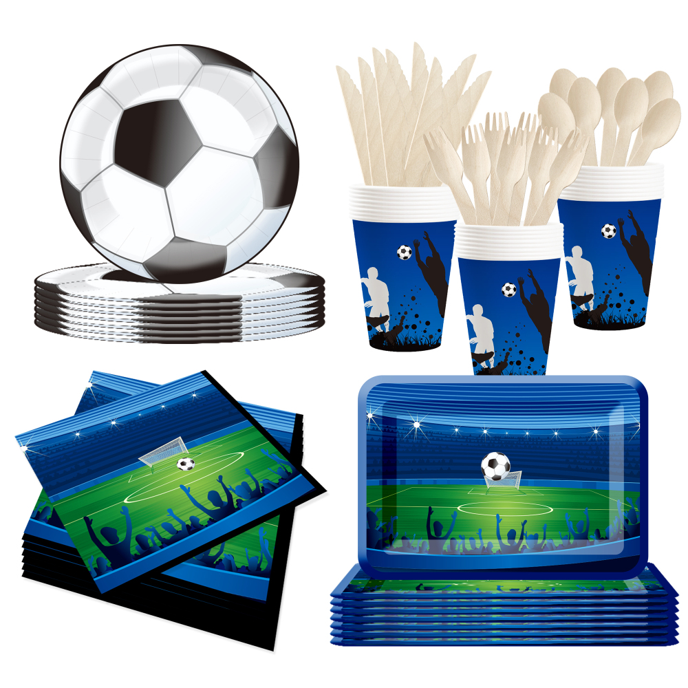 DAMAI New Design Sport Theme Happy Birthday Party Disposable Paper Plates Napkin Cups Tableware Set with Football