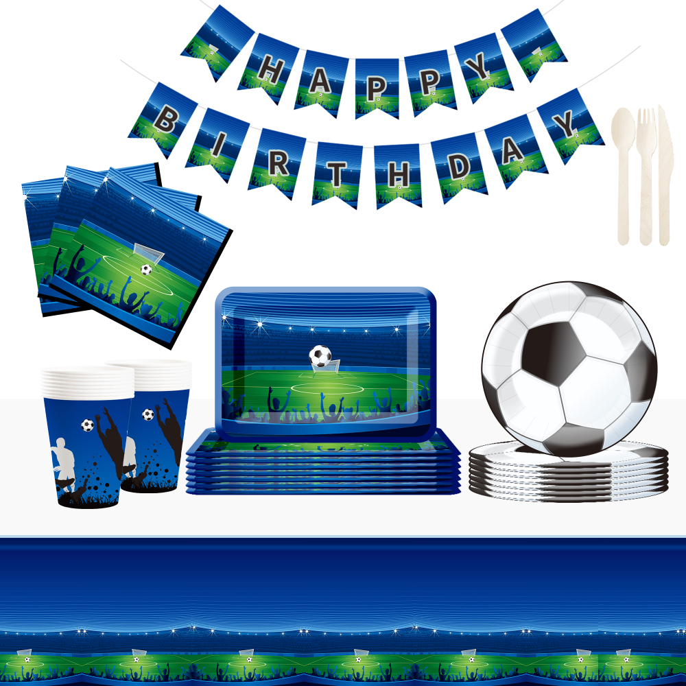 DAMAI New Design Sport Theme Happy Birthday Party Disposable Paper Plates Napkin Cups Tableware Set with Football