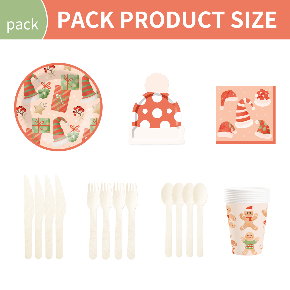 DAMAI New Style Christmas Polka Dot Hat Paper Plate Themed Disposable Paper Plates and Cups for Christmas Party Supply