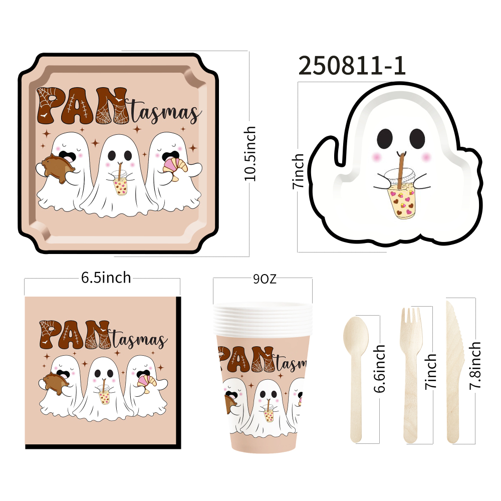 DAMAI New Model Ghost square Plate Paper Themed Disposable Paper Plate and Paper Cup for Halloween Party Supply
