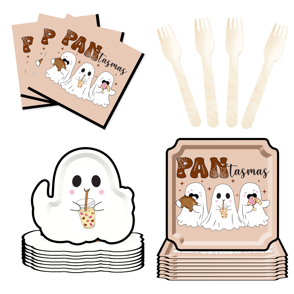 DAMAI New Model Ghost square Plate Paper Themed Disposable Paper Plate and Paper Cup for Halloween Party Supply