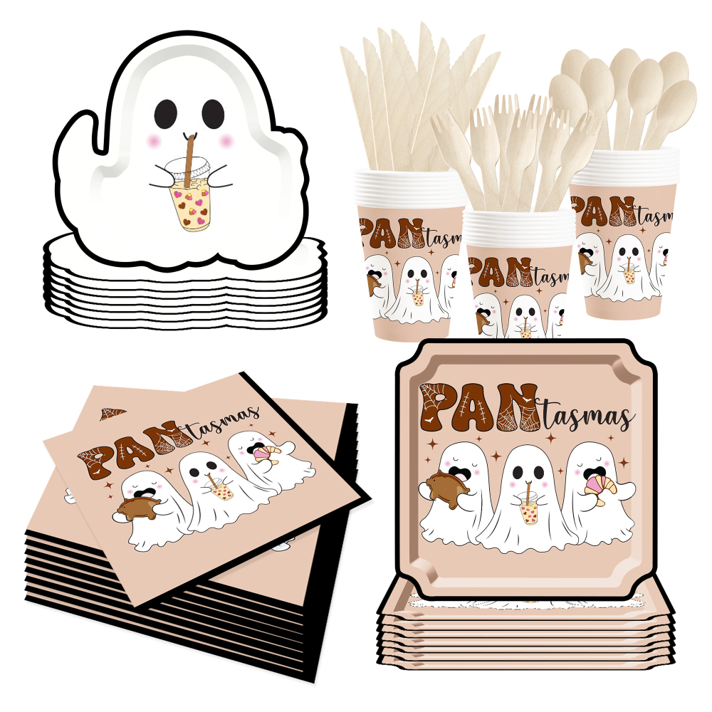 DAMAI New Model Ghost square Plate Paper Themed Disposable Paper Plate and Paper Cup for Halloween Party Supply