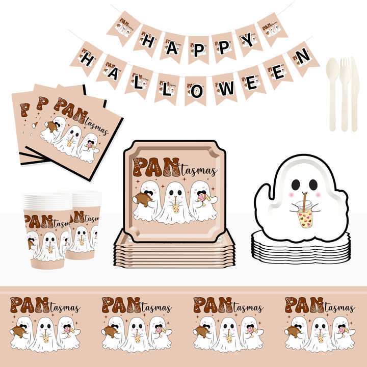 DAMAI New Model Ghost square Plate Paper Themed Disposable Paper Plate and Paper Cup for Halloween Party Supply