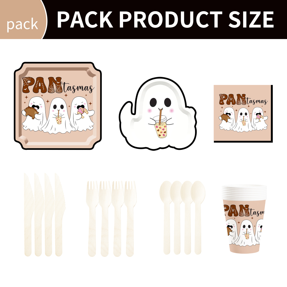 DAMAI New Model Ghost square Plate Paper Themed Disposable Paper Plate and Paper Cup for Halloween Party Supply