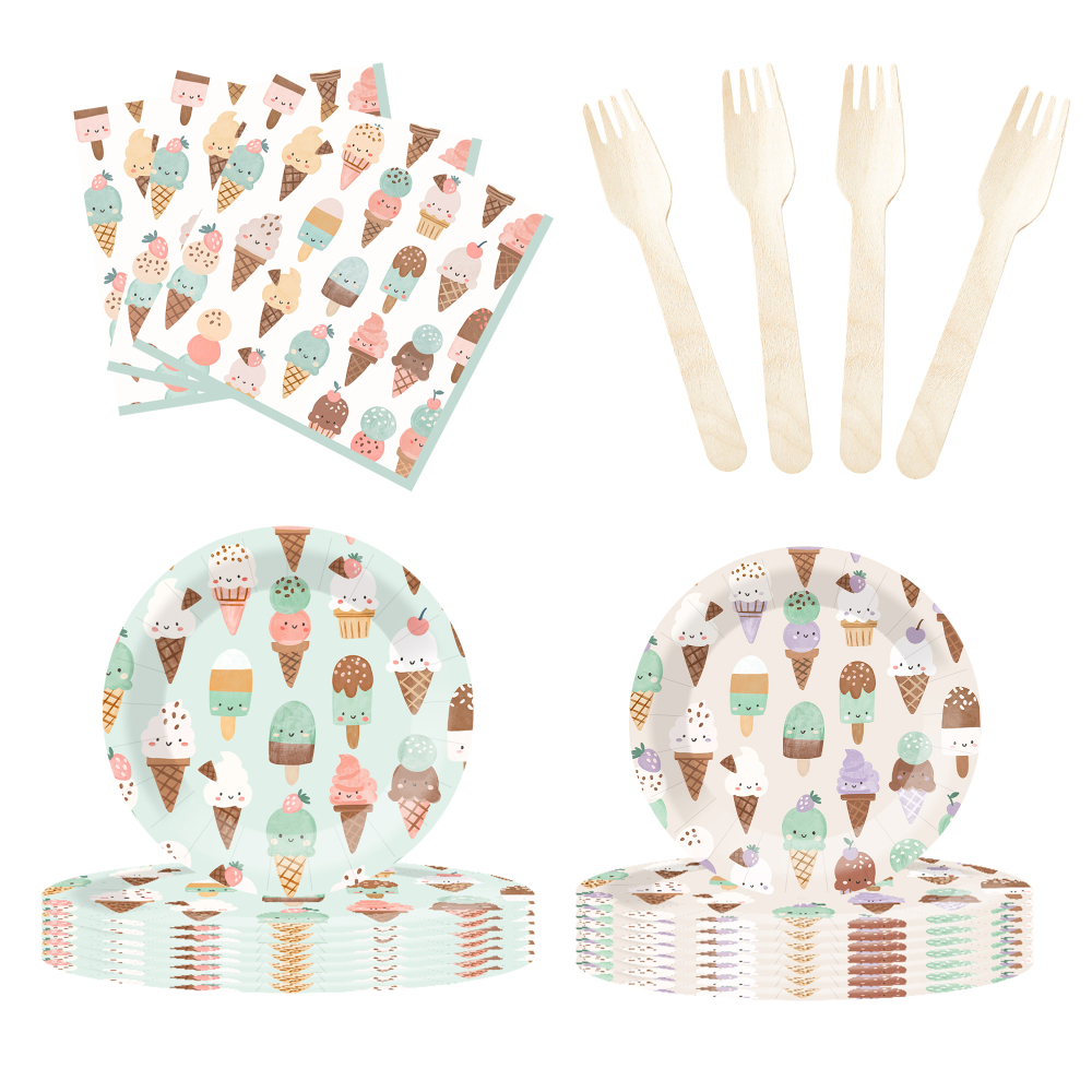 DAMAI Summer Theme Party Decoration Green  Disposable Party Paper Plates Cups Napkin Tableware Set for Kid Party