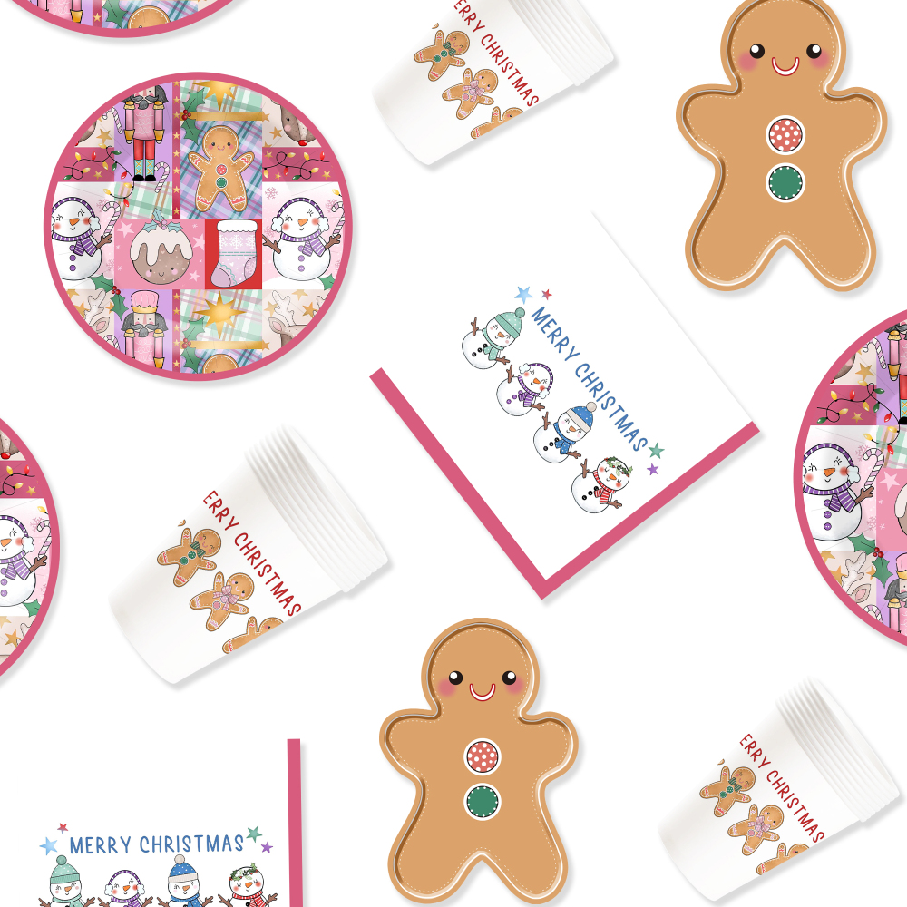 DAMAI New Gingerbread Man Paper Plate Themed Disposable Paper Plates and Cups for Christmas Party Supply