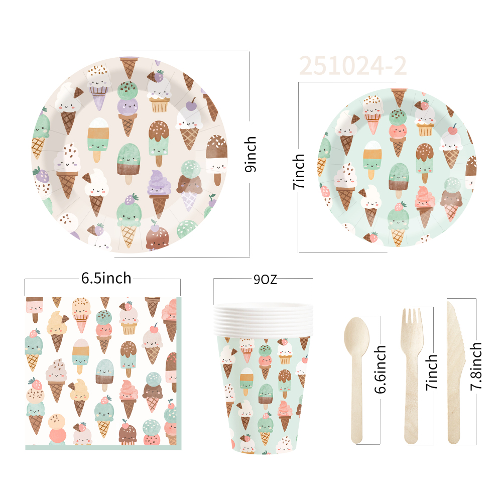 DAMAI Summer Theme Party Decoration Green  Disposable Party Paper Plates Cups Napkin Tableware Set for Kid Party
