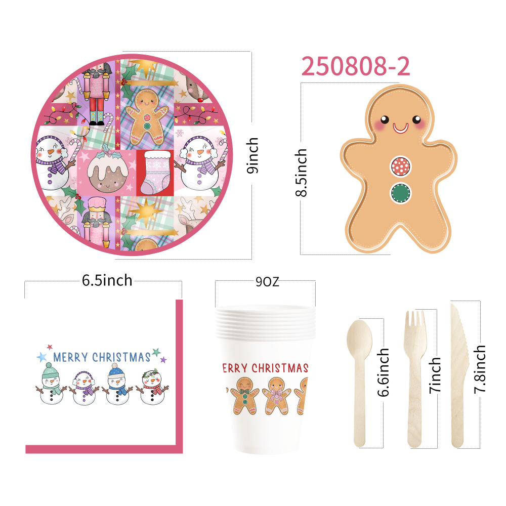 DAMAI New Gingerbread Man Paper Plate Themed Disposable Paper Plates and Cups for Christmas Party Supply