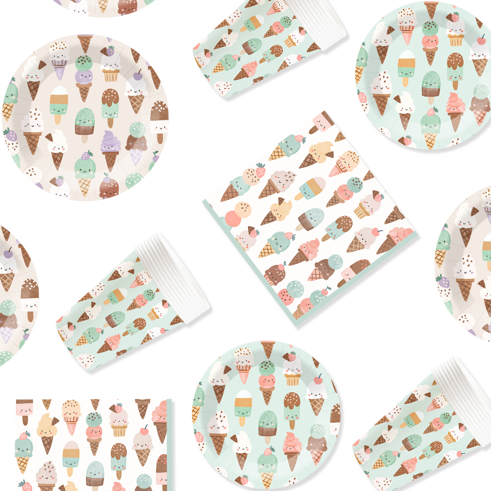 DAMAI Summer Theme Party Decoration Green  Disposable Party Paper Plates Cups Napkin Tableware Set for Kid Party