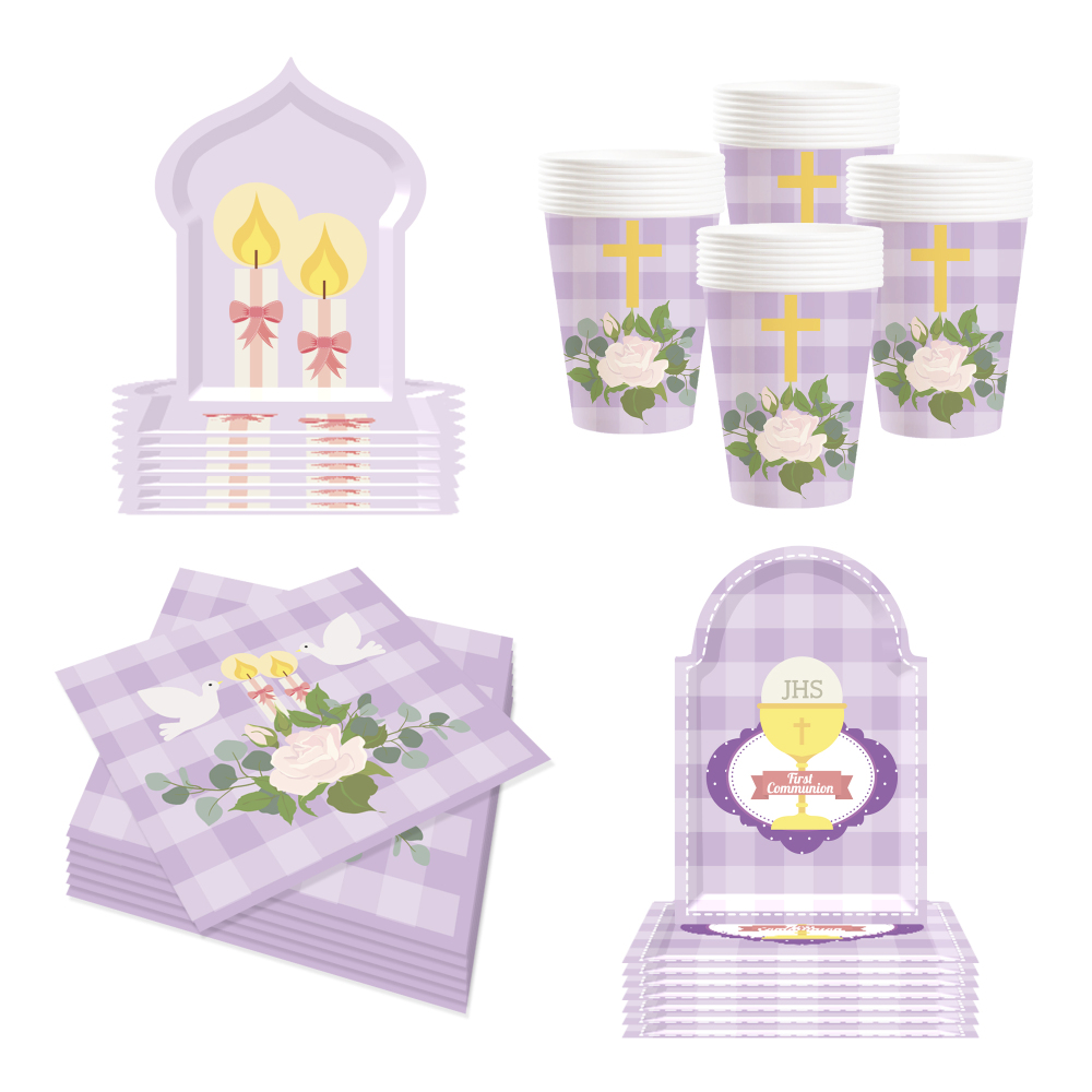 DAMAI Baby Gender Reveal Party Supplies Team Baby Paper Plates Napkins Disposable Baby Shower Tableware Decorations for 8 Guests