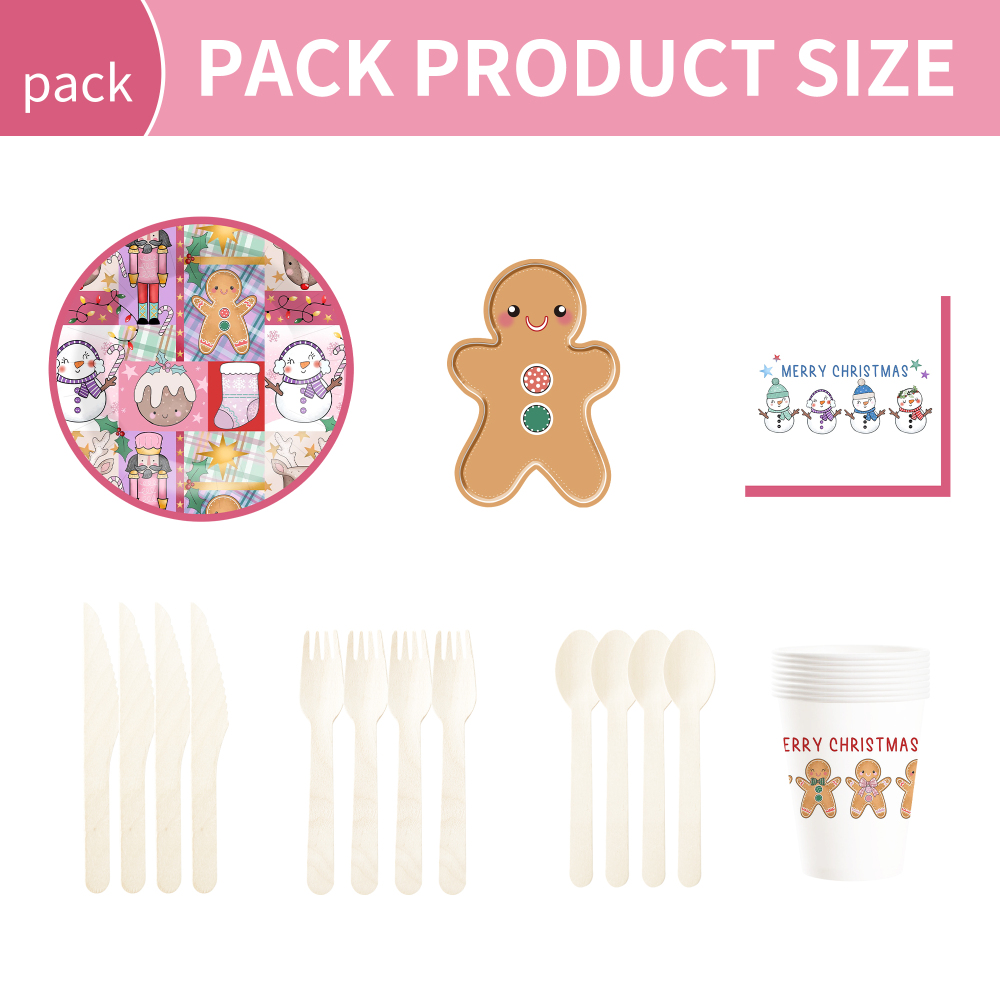 DAMAI New Gingerbread Man Paper Plate Themed Disposable Paper Plates and Cups for Christmas Party Supply
