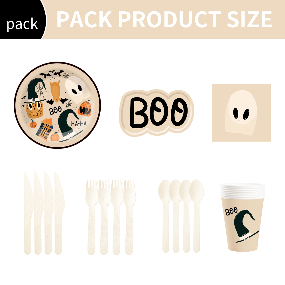 DAMAI Halloween Party Paper Plates Napkins Supplies Set Disposable Tableware Decorations Birthday Party Favors