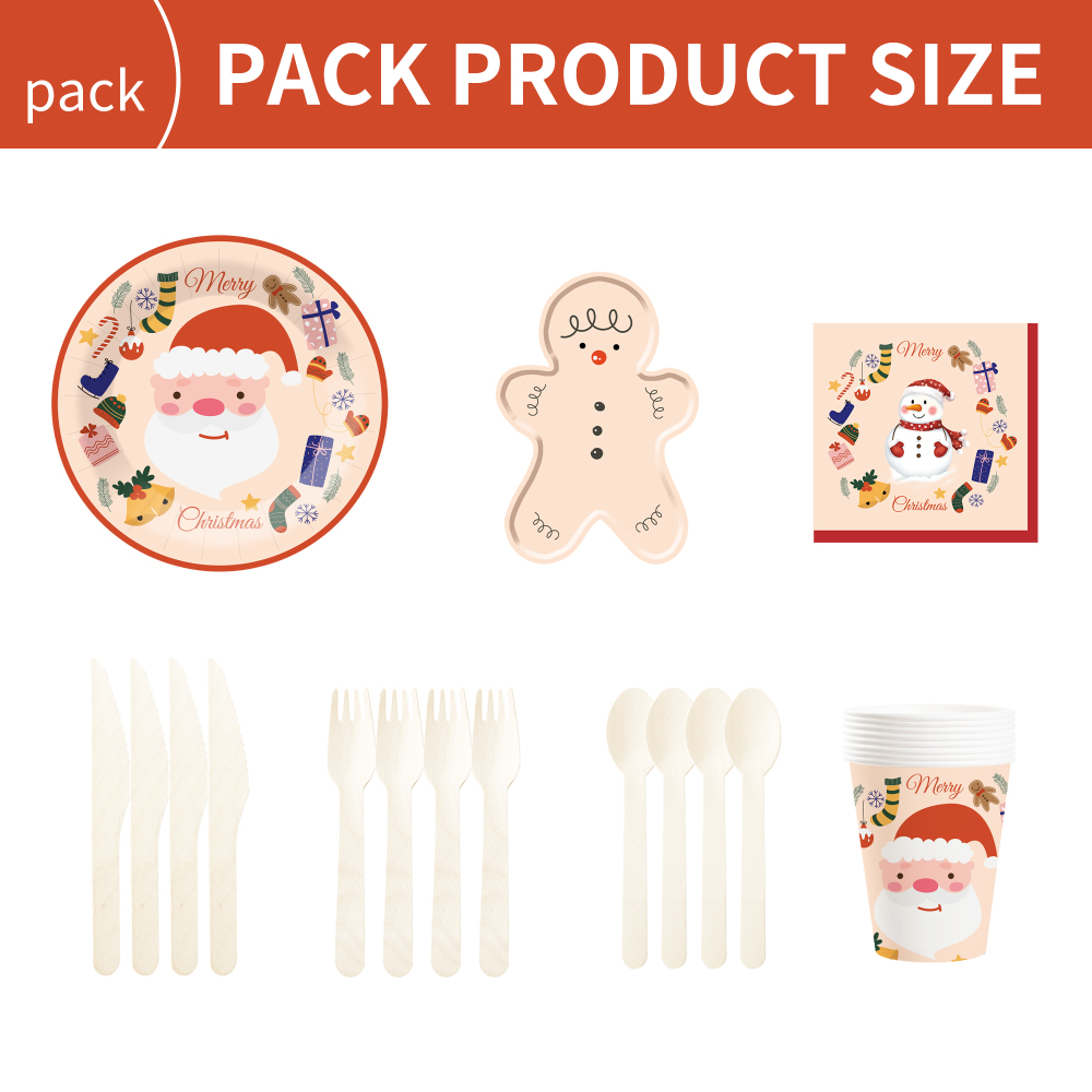 DAMAI Christmas Party Supplies Gingerbread Man Paper Plates Napkins Xmas Gnome Party Disposable Tableware Set Decorations