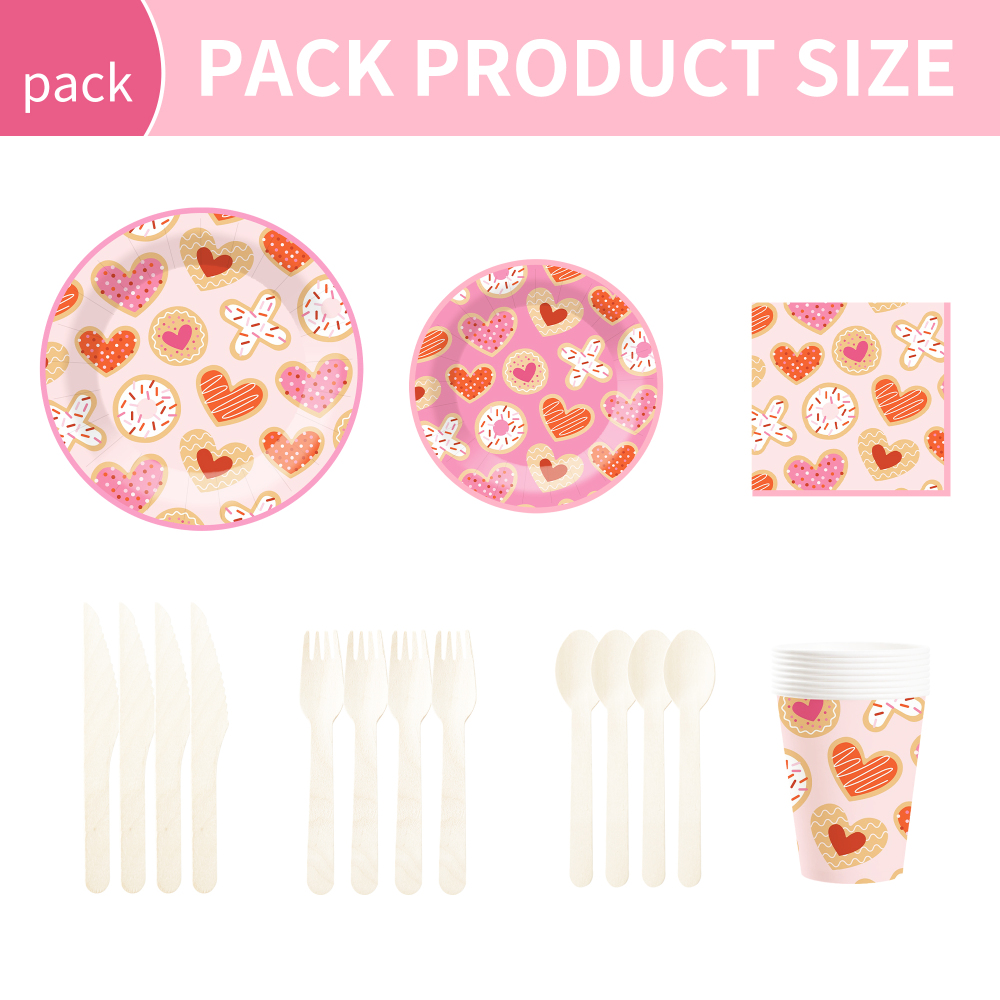 DAMAI New Design Valentine's Day Theme Party Disposable Paper Plate Napkin Cup with Heart Tableware Set for Wedding Party