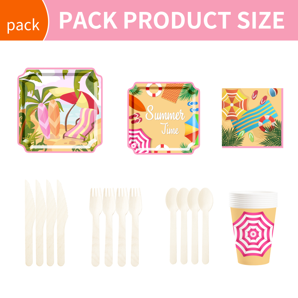 DAMAI New Disposable square Plate Set for Summer Beach-themed Party