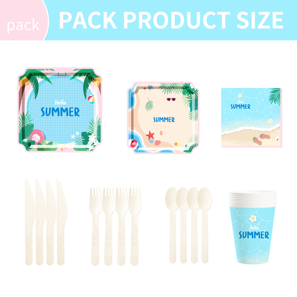DAMAI New Disposable square Plate Set for Summer Ocean and Beach-themed Party