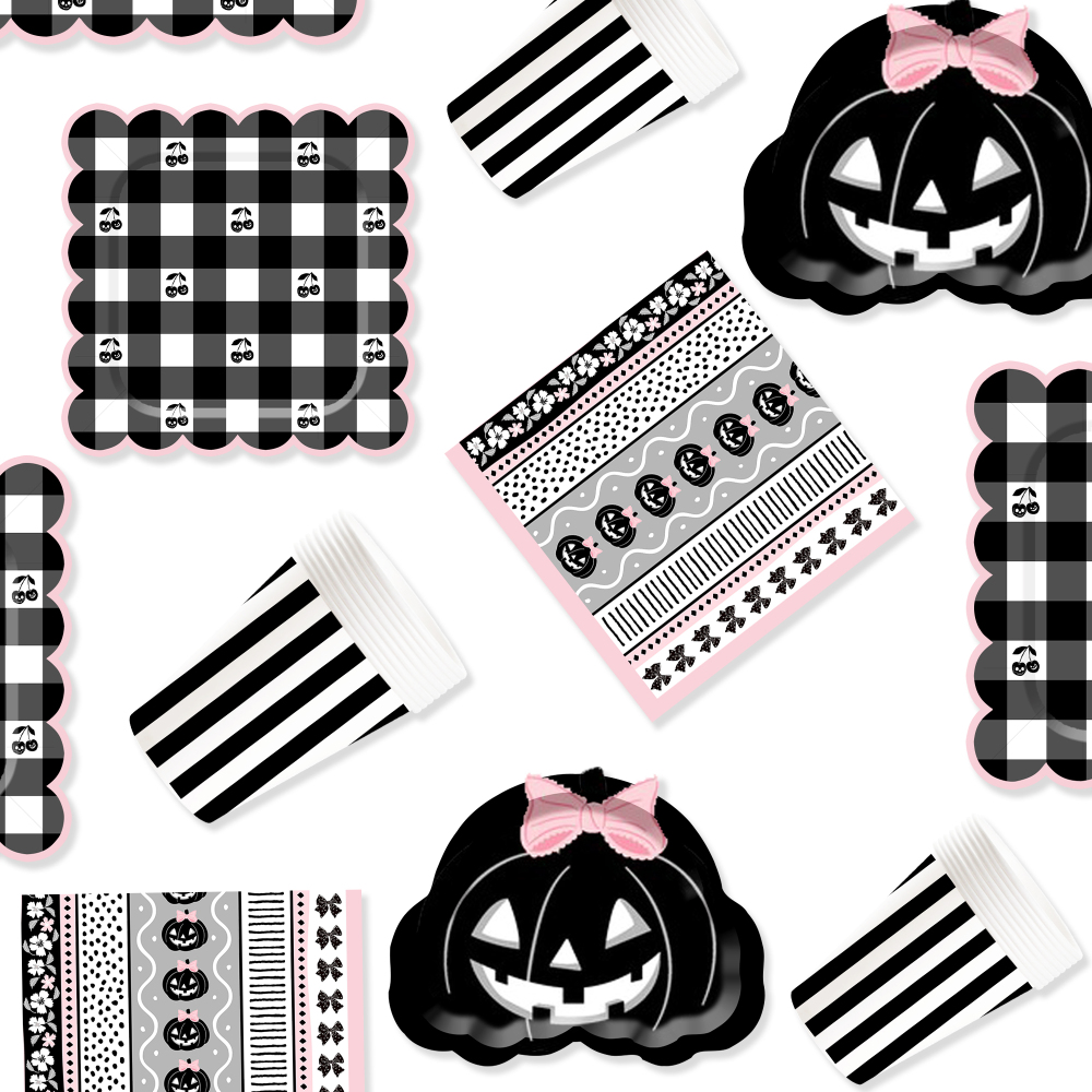 DAMAI New Customized Halloween Paper Plates Set Halloween Pumpkin Theme Decorations Paper Plates Cups Napkins for Halloween