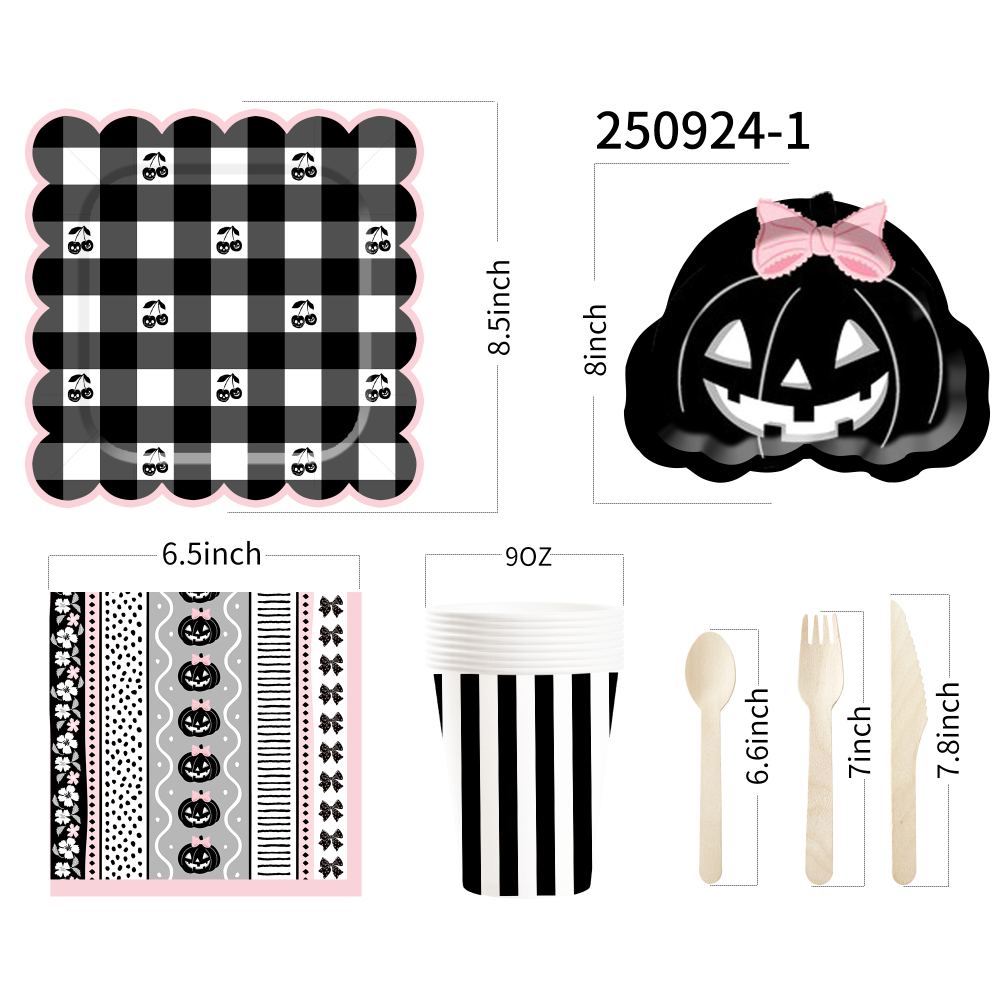 DAMAI New Customized Halloween Paper Plates Set Halloween Pumpkin Theme Decorations Paper Plates Cups Napkins for Halloween