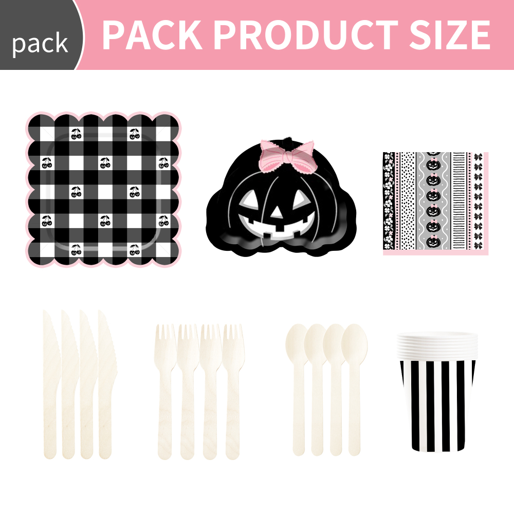DAMAI New Customized Halloween Paper Plates Set Halloween Pumpkin Theme Decorations Paper Plates Cups Napkins for Halloween