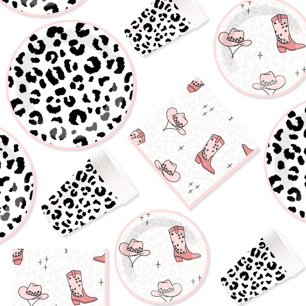 DAMAI New Design Cowboy Theme Party Disposable Paper Plate Napkin Cup with Cow Pattern Tableware Set for Kid Party