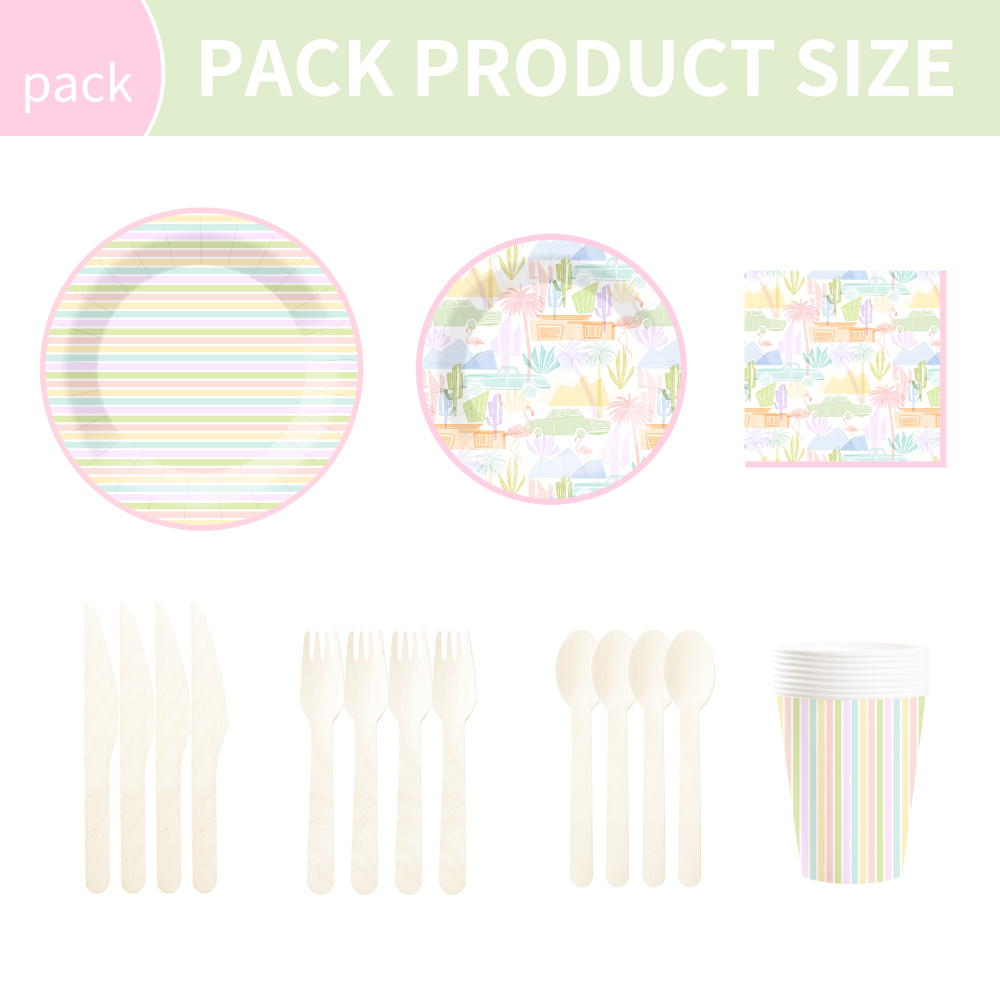 DAMAI New Customized Design Summer Theme Disposable Dessert Dinner Paper Plates Cups Napkin Tableware Set for Party Supplies