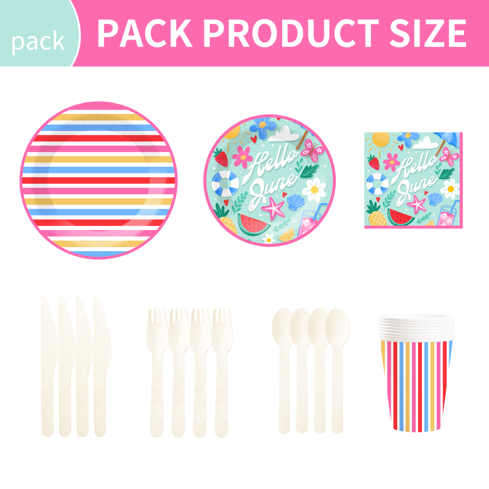 DAMAI New Design Summer Theme Party Disposable Paper Plate Napkin Cup with Watermelon and Ice Cream Tableware Set for Kid Party
