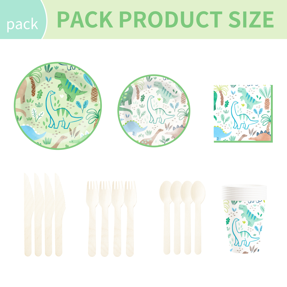 DAMAI New Customized Cute Animal Theme Party Decoration Dinosaur Disposable Party Paper Plate Cup Napkin Tableware Set for Kid