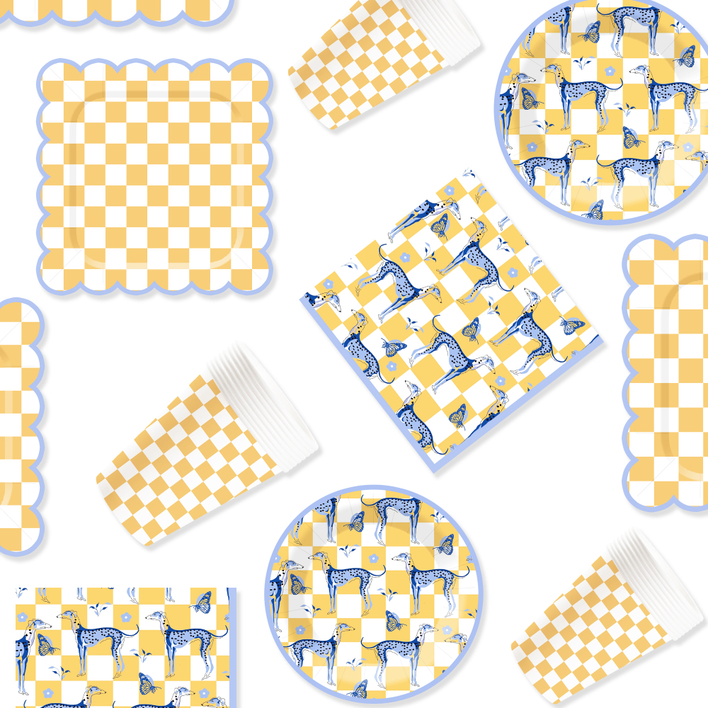 DAMAI Animal Theme Disposable Dessert Dinner Paper Plates Cup Napkin with Punnett Square Tableware Set for Party Supplies