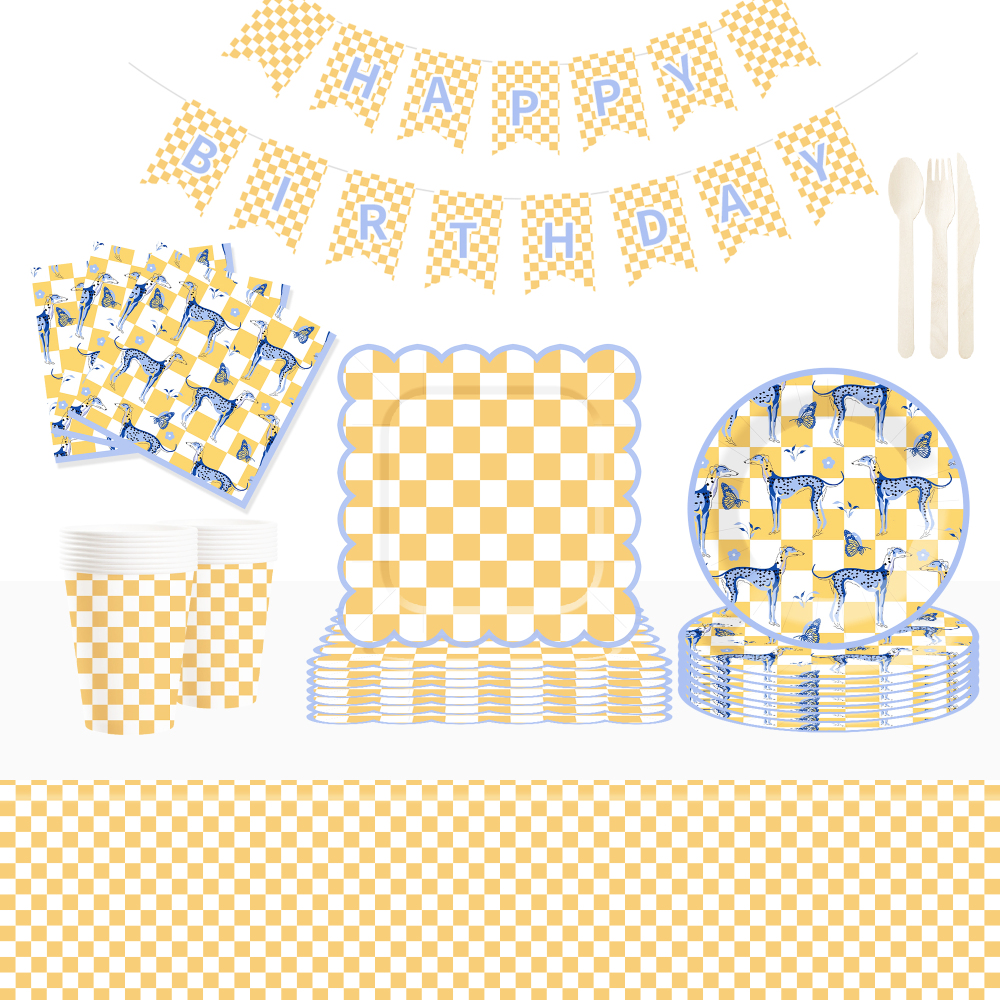 DAMAI Animal Theme Disposable Dessert Dinner Paper Plates Cup Napkin with Punnett Square Tableware Set for Party Supplies
