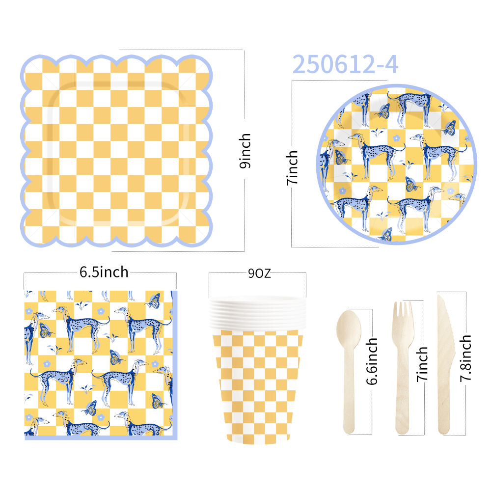 DAMAI Animal Theme Disposable Dessert Dinner Paper Plates Cup Napkin with Punnett Square Tableware Set for Party Supplies