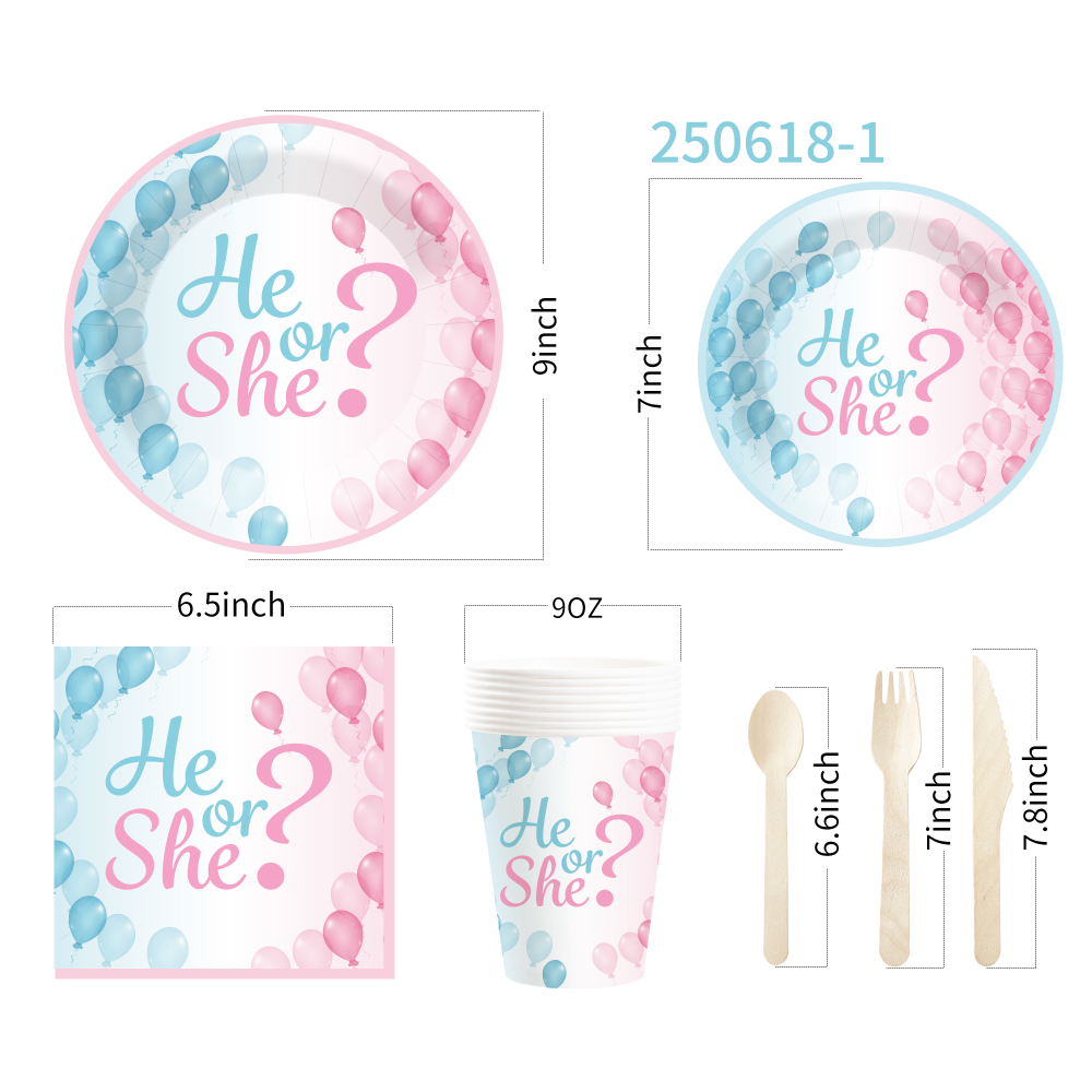 DAMAI Baby Shower Theme Disposable Dessert Dinner Paper Plates Cup Napkin with Boy or Girl Tableware Set for Party Supplies