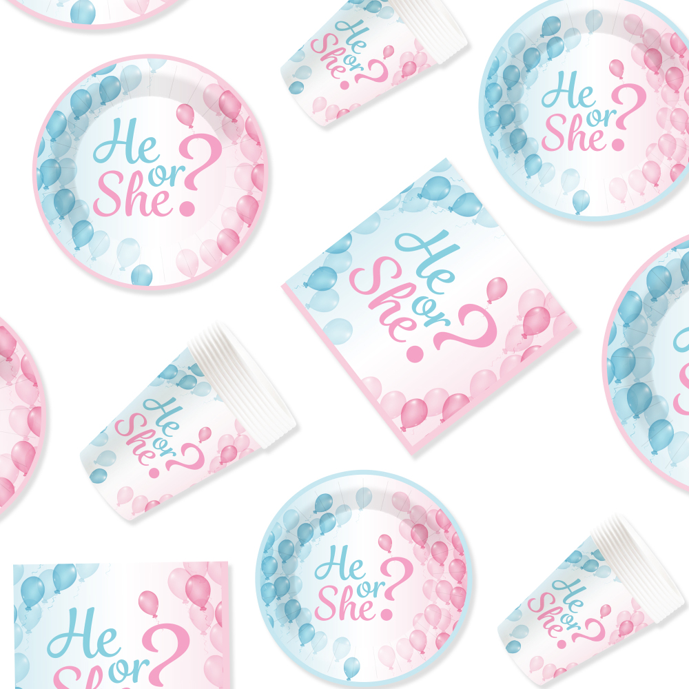 DAMAI Baby Shower Theme Disposable Dessert Dinner Paper Plates Cup Napkin with Boy or Girl Tableware Set for Party Supplies