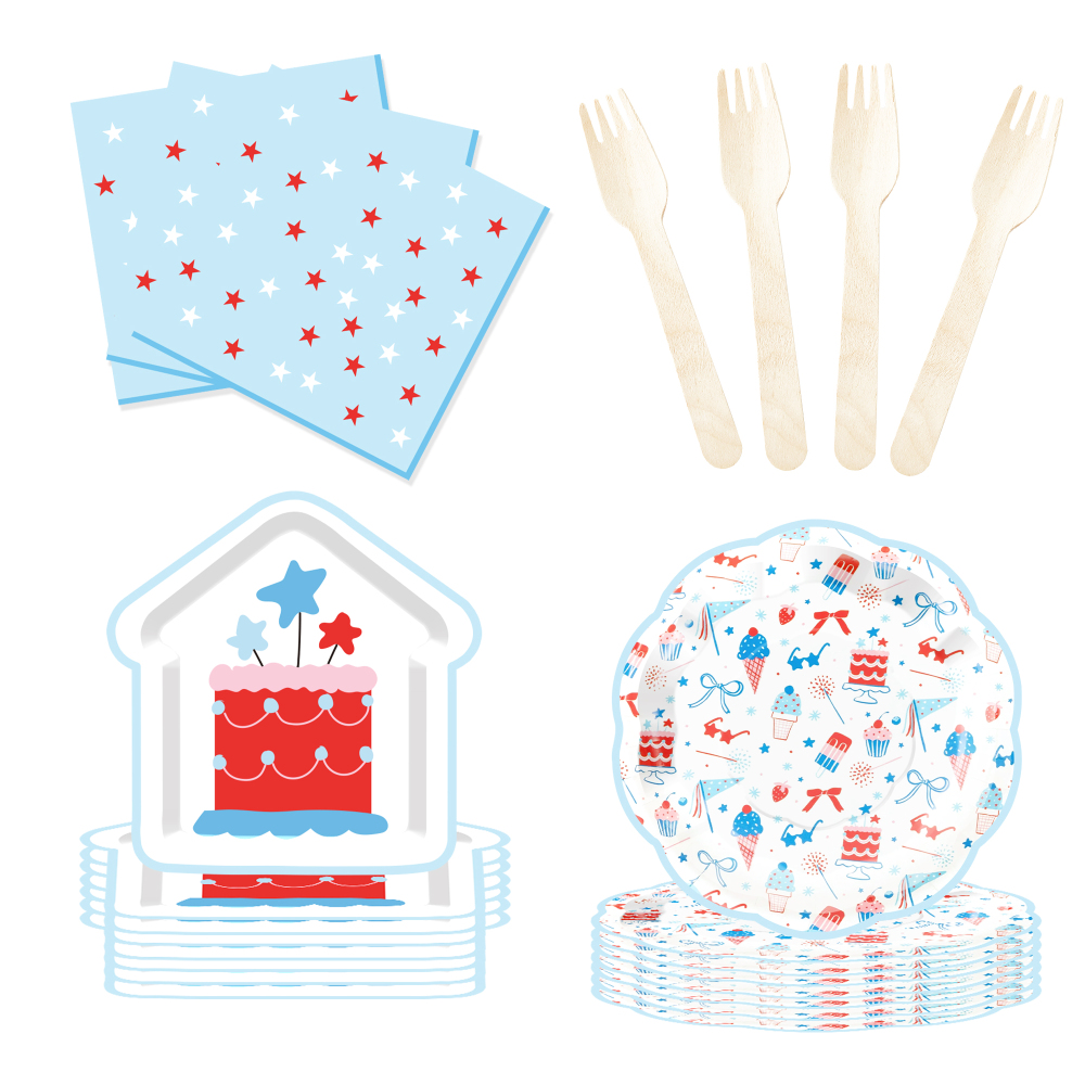 DAMAI Wholesale Summer Theme Party Decoration House Shape Paper Plate Cup with Cake Ice Cream Tableware Set  for Kid Party