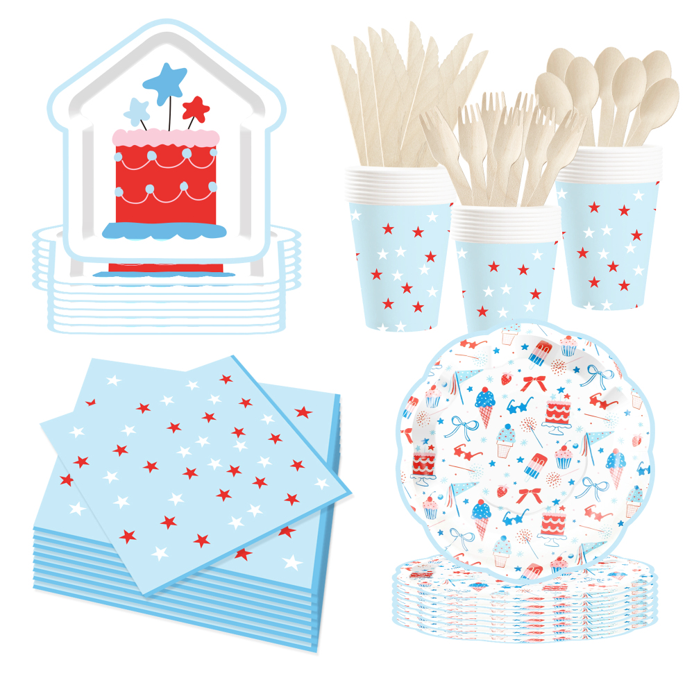 DAMAI Wholesale Summer Theme Party Decoration House Shape Paper Plate Cup with Cake Ice Cream Tableware Set  for Kid Party
