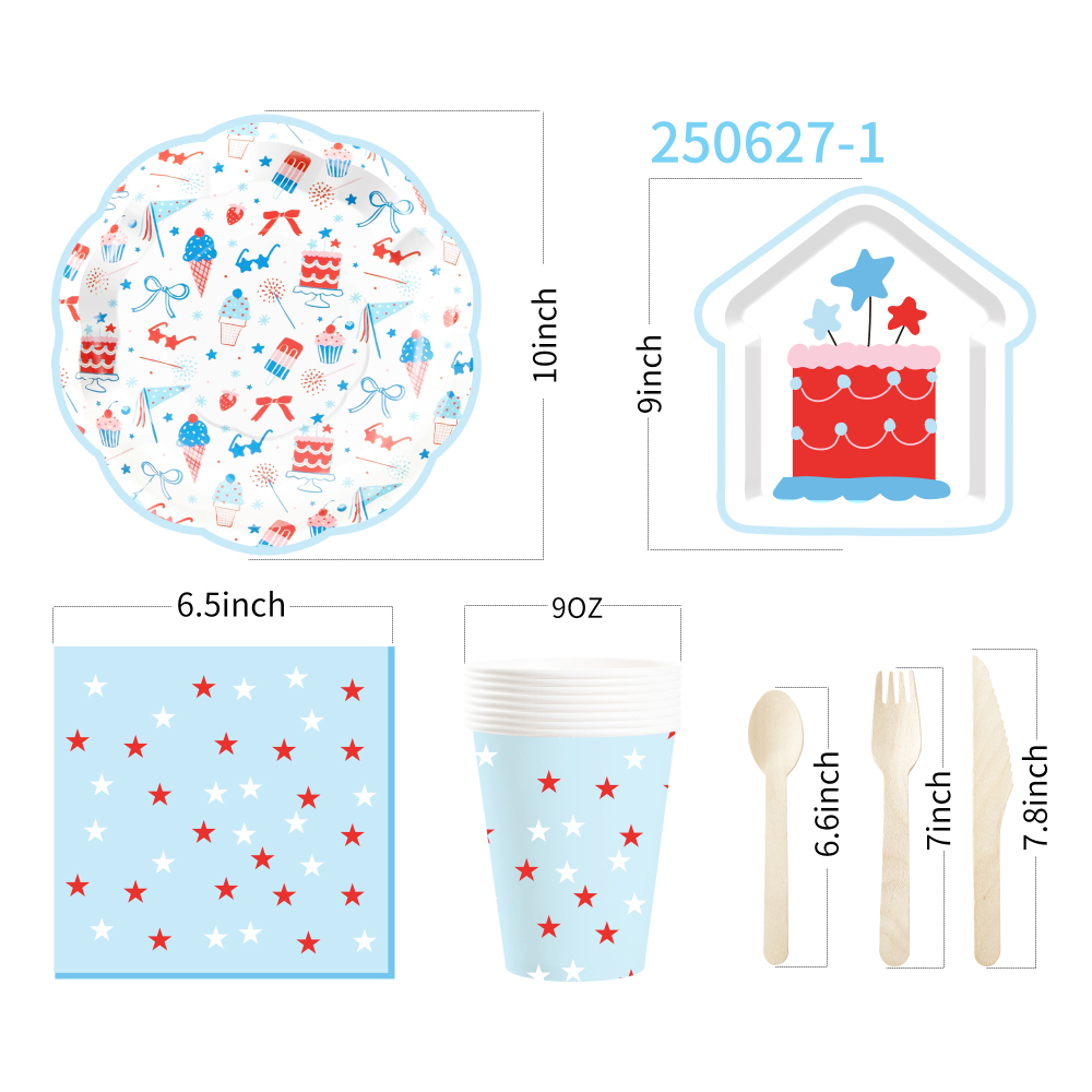 DAMAI Wholesale Summer Theme Party Decoration House Shape Paper Plate Cup with Cake Ice Cream Tableware Set  for Kid Party