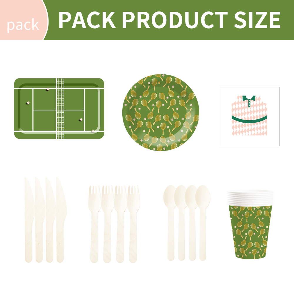 DAMAI Disposable Tableware Set Sport Theme Paper Plate Badminton Party Include Paper Plates Cups Napkins for Kids Birthday Party