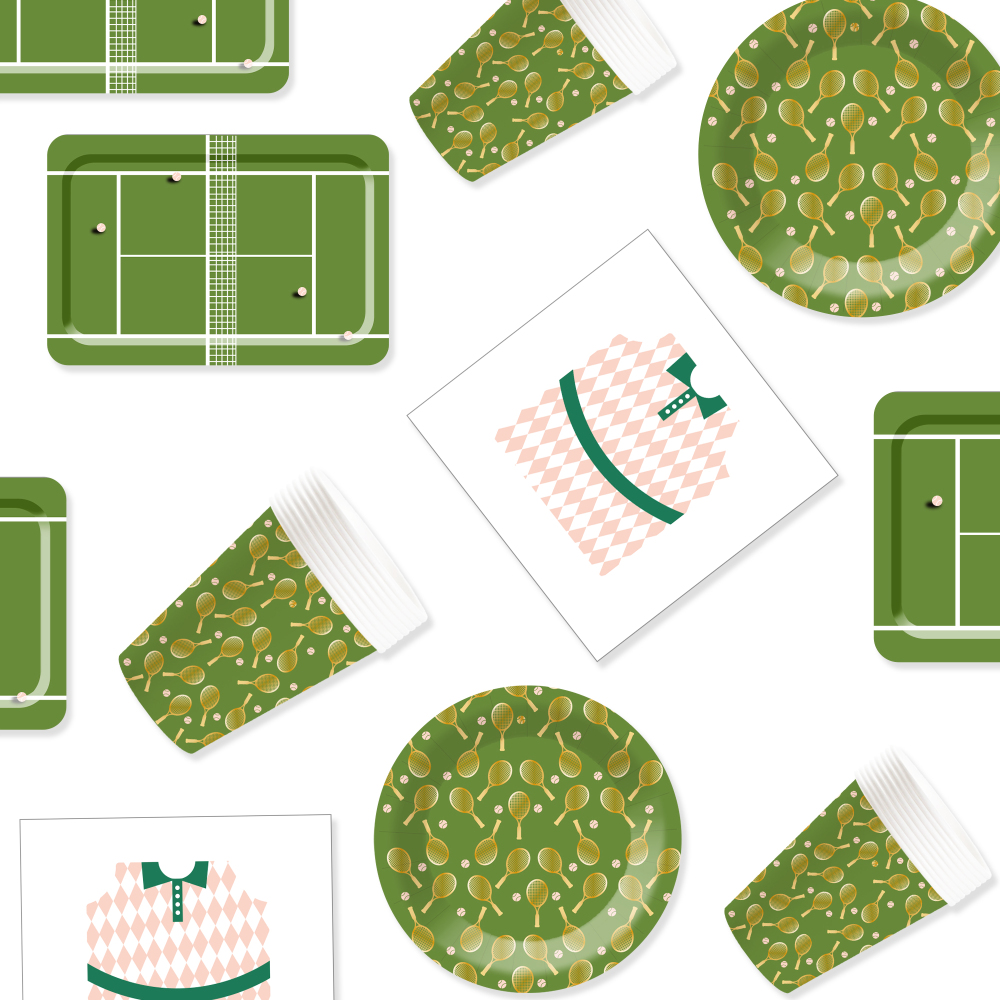 DAMAI Disposable Tableware Set Sport Theme Paper Plate Badminton Party Include Paper Plates Cups Napkins for Kids Birthday Party