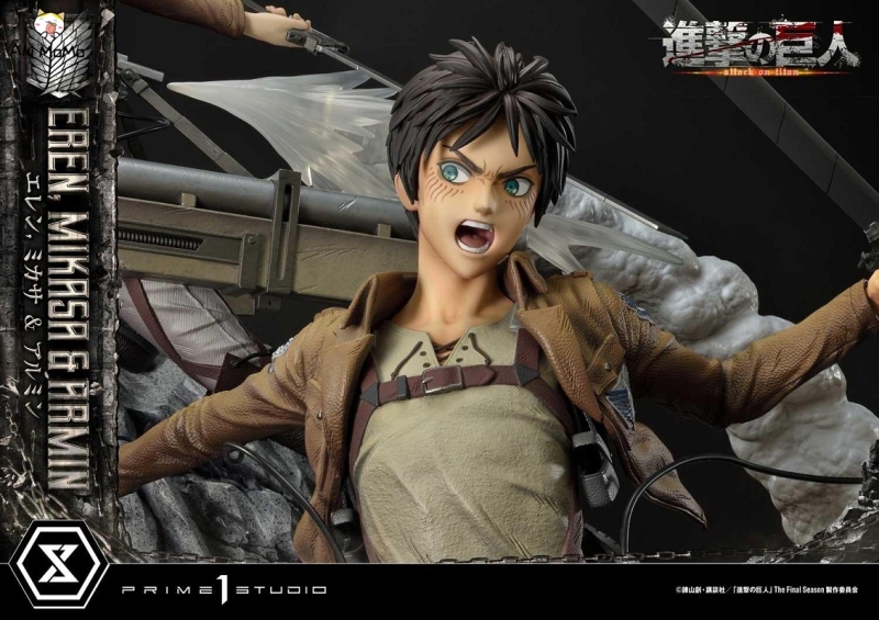 (Pre-order) Regular Ver. Attack On Titan Figure Eren, Mikasa &amp; Armin 1/4 Scale Statue UPMAOT-01 By Prime 1 Studio