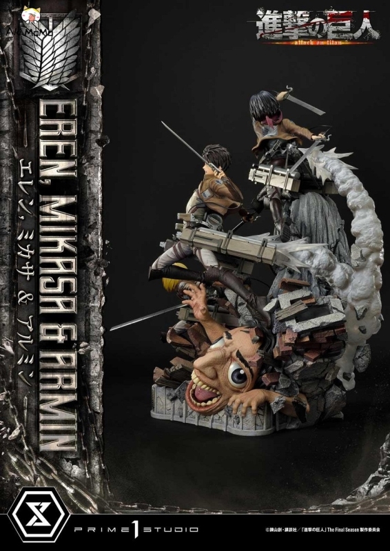 (Pre-order) Regular Ver. Attack On Titan Figure Eren, Mikasa &amp; Armin 1/4 Scale Statue UPMAOT-01 By Prime 1 Studio
