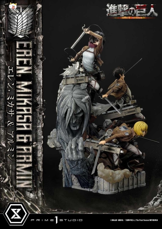 (Pre-order) Regular Ver. Attack On Titan Figure Eren, Mikasa &amp; Armin 1/4 Scale Statue UPMAOT-01 By Prime 1 Studio