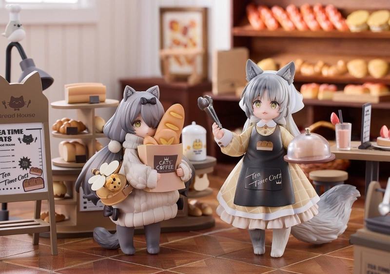 Ribose Tea Time Cats British Shorthair & Dragon Li Meow Town Figure