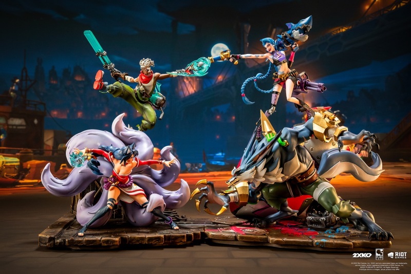 PURE ARTS Studio League of Legends 2XKO Jinx and Warwick VS Ahri and Ekko 1/ 10 Scale Statue