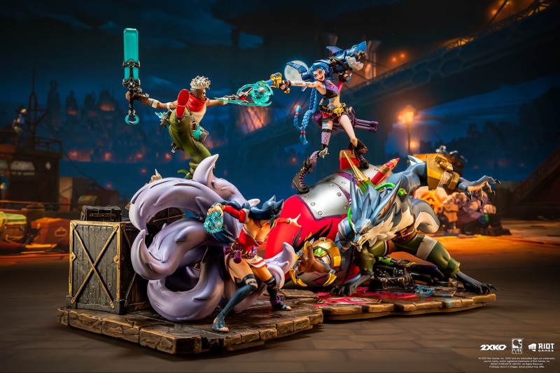PURE ARTS Studio League of Legends 2XKO Jinx and Warwick VS Ahri and Ekko 1/ 10 Scale Statue