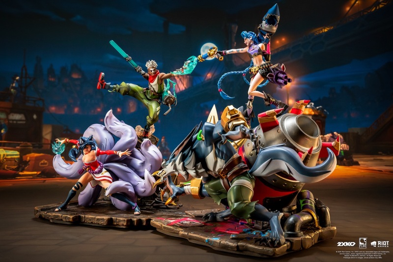 PURE ARTS Studio League of Legends 2XKO Jinx and Warwick VS Ahri and Ekko 1/ 10 Scale Statue